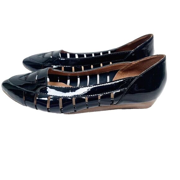 Jeffrey Campbell Muscatel Ballet Flats 8‎ Black Patent Leather Strappy Slip-On - Picture 8 of 9